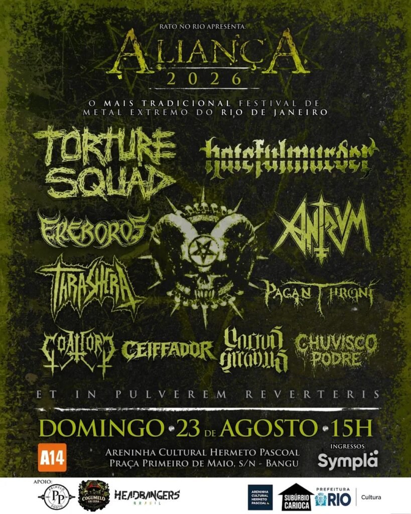 Aliança Negra anuncia edição 2026 com Torture Squad, Hatefulmurder e mais oito bandas em Bangu